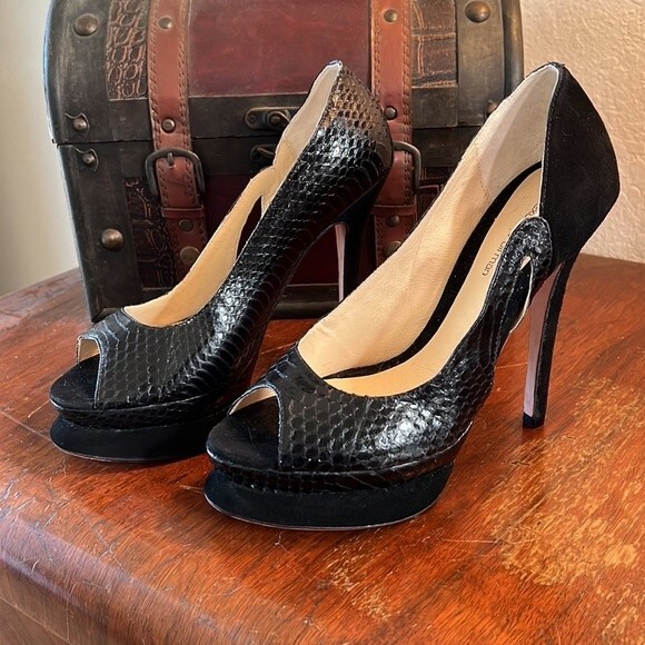 NWOT ALEXANDRE BIRMAN | Python and Suede Platform Stiletto Shoes | Size 6.5 - Picture 3 of 13